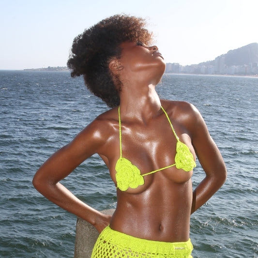 Limão Crochet Flower Top