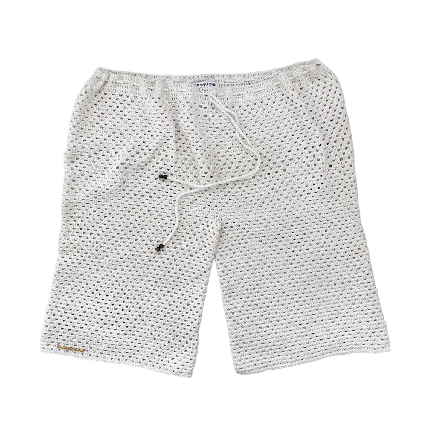 Off White Crochet Bermuda Shorts