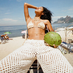 Off White Crochet Bermuda Shorts