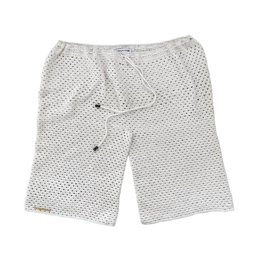 Off White Crochet Bermuda Shorts