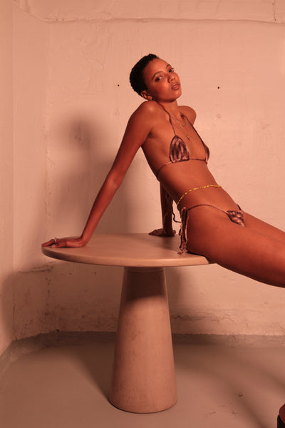 Glitch Brown Crochet Bikini Bottom